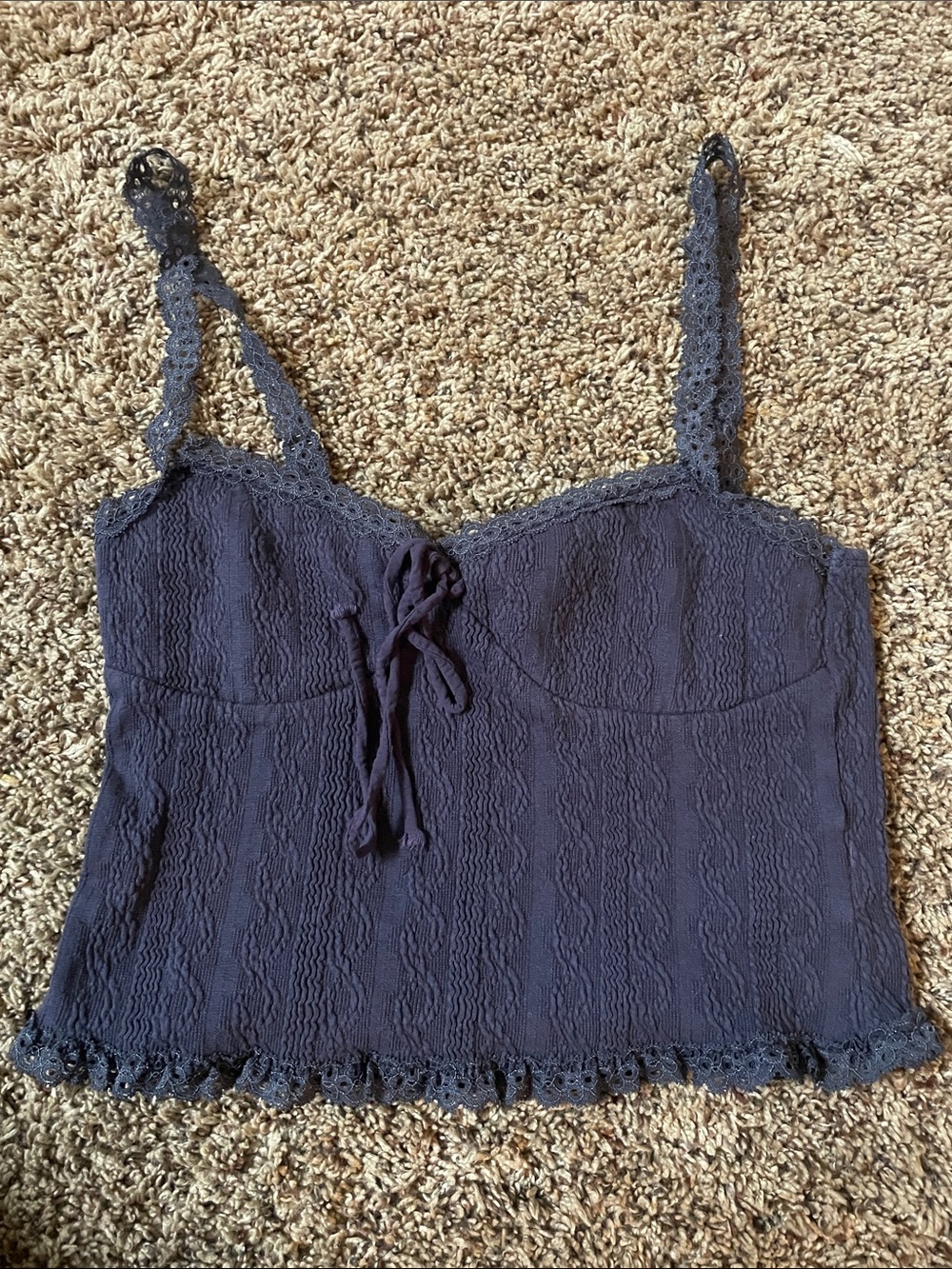 Edikted Lace-Trim Camisole in Dark Navy